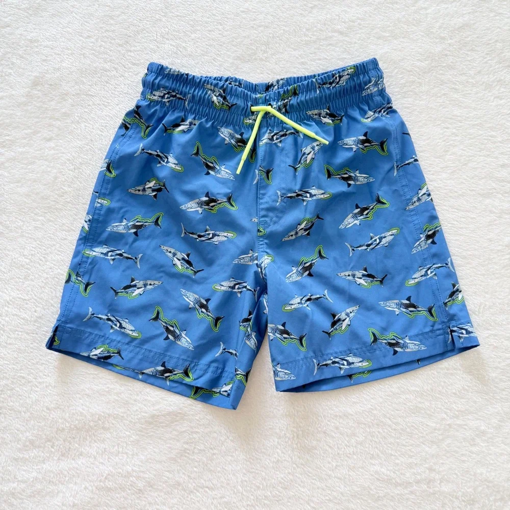 Old Navy Swim Trunks Kids Size L 10-12 Multicolor Shark Palm Tree Ombre 3 Pack